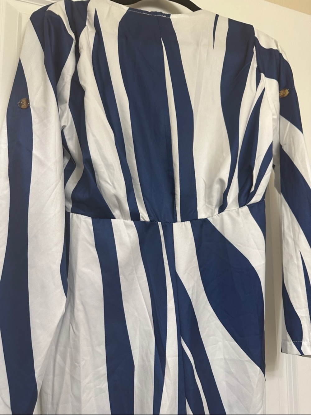 White & Navy Striped Wrap Shirt-Dress-Small- NWT - Picture 8 of 8